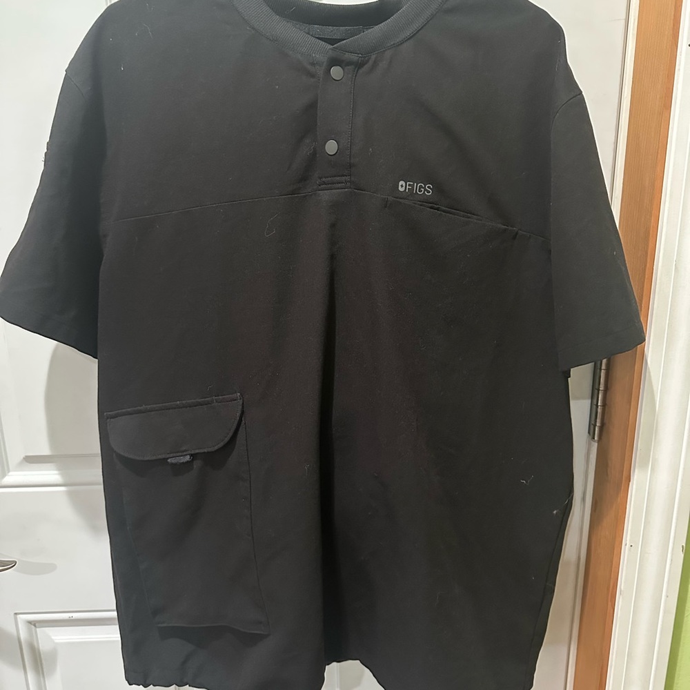Figs Black Short Sleeve Tee Casual Cotton Blend